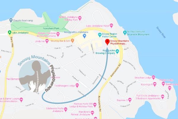 Snowy Mountains Physiotherapy Jindabyne Map